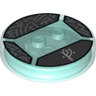 Function Brick Round 4 x 4 x 2/3 with 2 Studs and White Rune Character Print