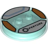 Function Brick Round 4 x 4 x 2/3 with 2 Studs and Black 'Aperture' Print