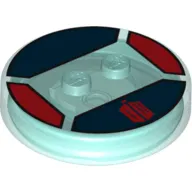 Function Brick Round 4 x 4 x 2/3 with 2 Studs and Dark Red 'DW' Print