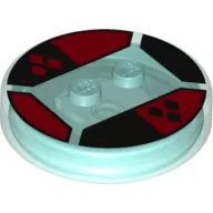Function Brick Round 4 x 4 x 2/3 with 2 Studs and Red and Black Diamonds Print
