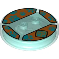 Function Brick Round 4 x 4 x 2/3 with 2 Studs and Blue and Orange 'SD' Print
