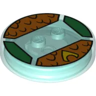Function Brick Round 4 x 4 x 2/3 with 2 Studs and Aquaman Logo with Orange Scales print