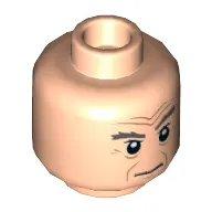 Minifig Head The Doctor (Twelfth), Dark Gray Bushy Eyebrows, Wrinkles Print [Hollow Stud]