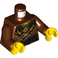Torso Robe with Dark Brown Sash Belt and Gold Detailing Print, Reddish Brown Arms, Yellow Hands