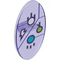 Shield Ovoid with Grip and Dimensions Keystone Symbol with White, Lime and Medium Azure Circles, and Lightning Bolt Print