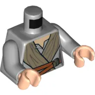 Torso Open Neck Shirt, Dark Tan Tied Robe, Dark Orange Belt Print, Light Bluish Gray Arms, Light Nougat Hands