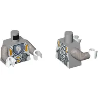 Torso Armor with Orange and Gold Circuitry and Sand Blue Emblem with Gray Horse Head Print, Flat Silver Arms, White Hands