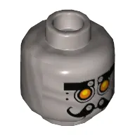 Minifig Head Chef Eclair, Yellow Robot Eyes, Curly Moustache Print [Hollow Stud]