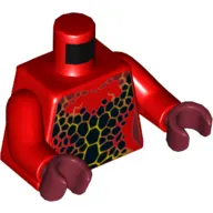 Torso Bare Chest with Black Spots with Orange Cracks Print, Red Arms, Dark Red Hands