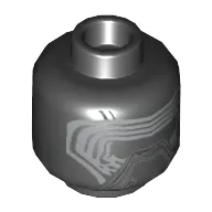 Minifig Head Kylo Ren, Mask with Silver Lines Print [Hollow Stud]