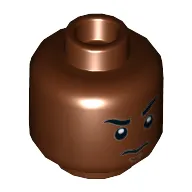 Minifig Head Finn, Eyebrows, White Pupils, Raised Eyebrow / Open Mouth Scowling Teeth Print