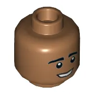 Minifig Head Raj Koothrappali, Dual Sided, Eyebrows, Open Mouth Smile / Worried [Hollow Stud]