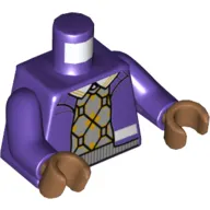 Torso Open Jacker over Light Bluish Grey/Orange Argyle Sweater Print, Dark Purple Hands, Medium Nougat Hands