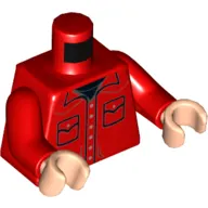 Torso Shirt, Buttons, Pockets, Black Undershirt Print, Red Arms, Light Nougat Hands