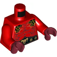 Torso Muscles with Black Spots, and Black Belt with Jester Head Buckle Print, Red Arms, Dark Red Hands