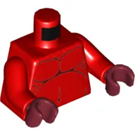 Torso Bare Chest with Dark Red Lines Print, Red Arms, Dark Red Hands