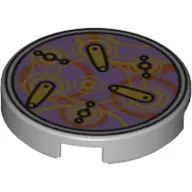 Tile Round 2 x 2 with Bottom Stud Holder with Time Gears Print