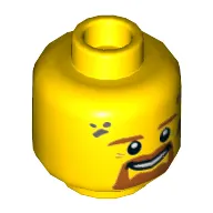 Minifig Head Bill, Brown Eyebrows, Beard, Moustache, Gray Spot / Marking on Temple