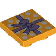 Tile Special 2 x 2 Inverted with White dots on gift paper and Medium Lavender ribbon and bow print