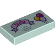Tile 1 x 2 with Invitation with '12:00' on Lavender Ribbon and 3 Balloons print