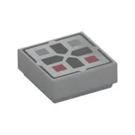 Tile 1 x 1 with Black Cross, Dark Bluish Grey/Dark Red Button print
