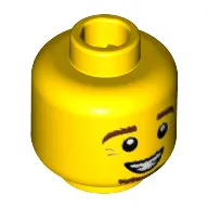 Minifig Head Faun, Brown Eyebrows and Goatee, White Pupils, Crow's Feet, Smile with Teeth Print [Hollow Stud]