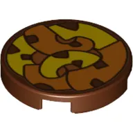 Tile Round 2 x 2 with Bottom Stud Holder with Yellow and Orange Tentacles Print