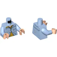 Torso Pajamas with Vertical Blue Stripes, Yellow Undershirt and Spots Print, Bright Light Blue Arms, Light Nougat Hands