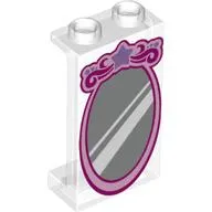 Panel 1 x 2 x 3 with Side Supports - Pink Outline Mirror - Hollow Studs
