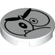 Tile Round 2 x 2 with Bottom Stud Holder with Puzzled Nixel Face Print