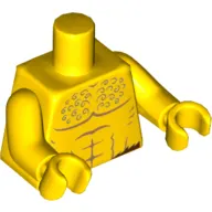 Torso Bare Chest with Curly Hair Print, Yellow Arms and Hands