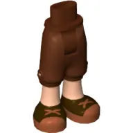 Minidoll Hips and Cropped Trousers with Light Nougat Legs and Brown Shoes with Reddish Brown Crossed Laces Print