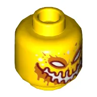 Minifig Head Flama, Red and Orange Eyes, Wide Mouth, White and Orange Spots on Front and Back Print [Hollow Stud]
