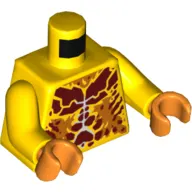 Torso Bare Chest with Dark Red Spots and Orange Patches Print, Yellow Arms, Orange Hands