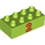 Duplo Brick 2 x 4 with Orange '2' Print