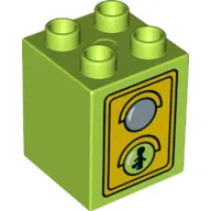 Duplo Brick 2 x 2 x 2 with Traffic Light Duplo Minifig Green Walk / Red Don't Walk Print