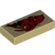 Tile 1 x 2 with Red Spider Monster with Yellow Eyes Print (Book of Revenge)