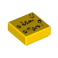 Tile 1 x 1 with Smiley Face, List with Writing, and '?' Print