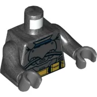 Torso Armor, Batman Logo with and Gold Belt Print, Pearl Titanium Arms, Dark Bluish Gray Hands