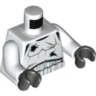 Torso Armor Stormtrooper, Detailed Armor with Battle Damage Scratches and Holes on Both Sides print, White Arms, Black Hands