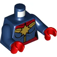Torso Bodysuit, Gold Star and Red Sash print (Captain Marvel), Dark Blue Arms, Red Hands