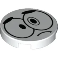 Tile Round 2 x 2 with Bottom Stud Holder with Cross-Eyed Nixel Face Print