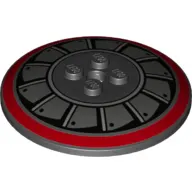 Dish 6 x 6 Inverted (Radar) with Solid Studs and Dark Red Circle and Dark Bluish Gray and Metallic Silver Fan Blades print
