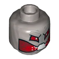 Minifig Head Ultron, Dual Sided, Red Eyes and Mouth, Silver Panel, and Black Rivet on Back Print [Hollow Stud]