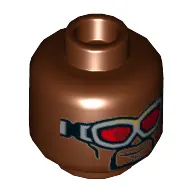 Minifig Head Falcon, Goggles with Red Lenses, Smile / Clenched Teeth Print