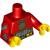 Torso Muscles, Medallion and Black Silver Belt with Orange Pouches Print (Deadshot), Red Arms with Wrist Guns Print, Yellow Hands