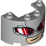 Cylinder Half 2 x 4 x 2 with 1 x 2 Cutout - Giant-Man Face with Red and White Goggle Lenses print