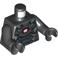 Torso Armor, Silver Plates with White and Red Hexagon Print (War Machine), Black Arms and Hands