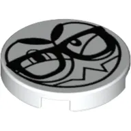 Tile Round 2 x 2 with Bottom Stud Holder with Nixel in Glasses Face Print
