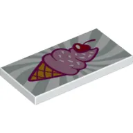 Tile 2 x 4 with Ice Cream Cone with Cherry on Sand Green Swirl Background Print